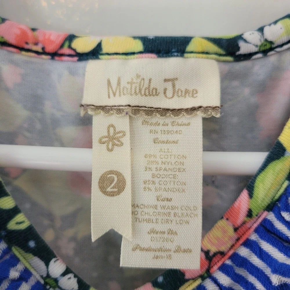 Matilda Jane Size‎ 2 Mixed Print Floral Ruffle Dress Toddler Girls Sleeveless